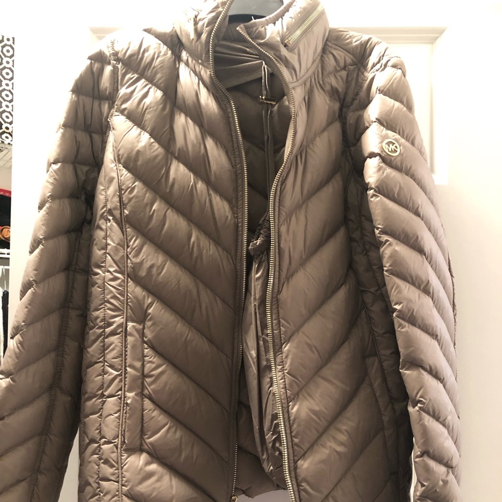 COPY - Michael Kors Taupe Puffer Outerwear Jacket
